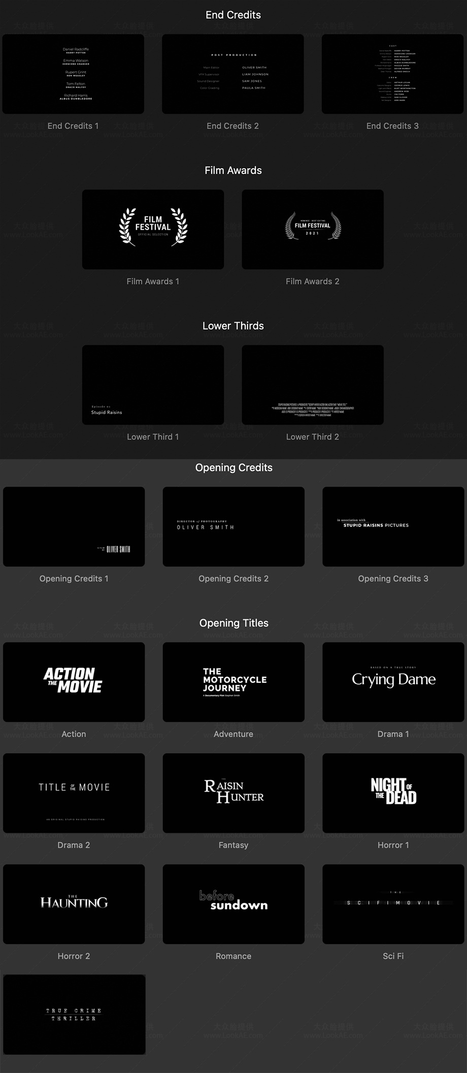 FCPX插件-20个电影开场片头片尾文字标题动画预设 FCPX插件-20个电影开场片头片尾文字标题动画预设