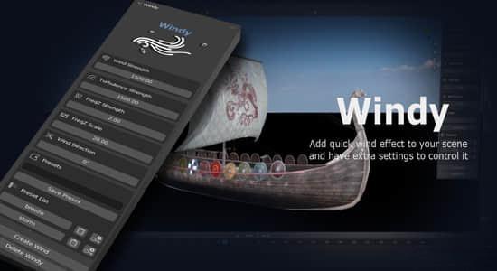 Blender插件-风吹摇曳模拟动画 Windy V1.0
