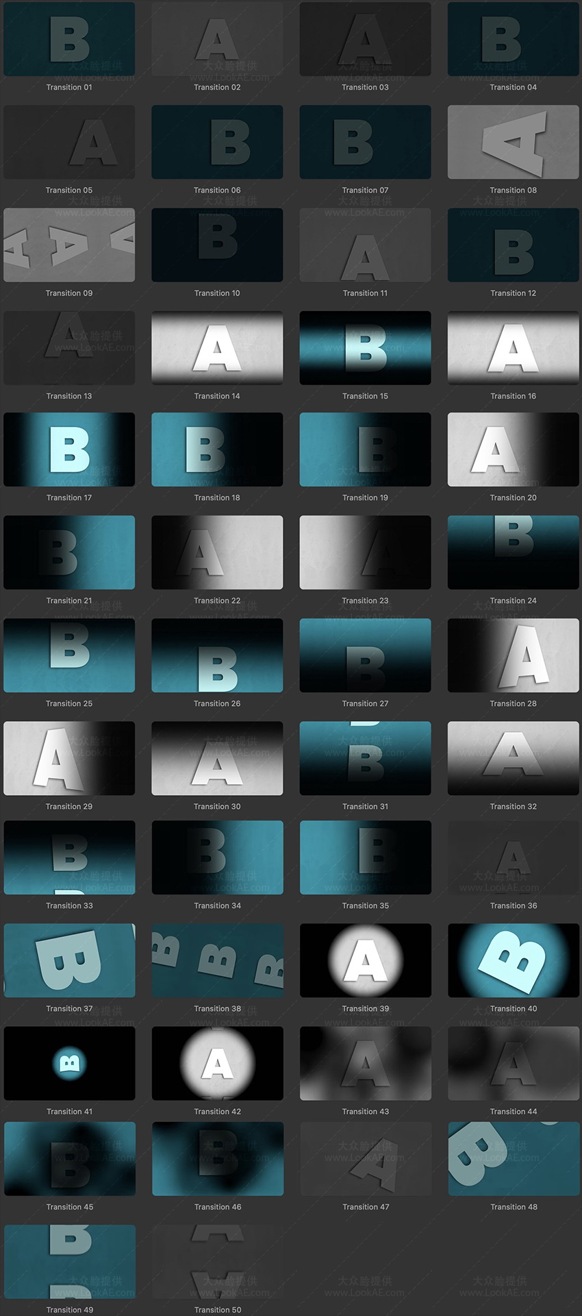 FCPX插件-50种黑场淡入淡出平滑阴影渐变过渡转场预设 FCPX插件-50种黑场淡入淡出平滑阴影渐变过渡转场预设