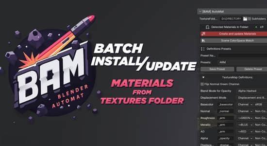 Blender插件-一键批量生成材质工具 BAM Blender Automat V1.1.6