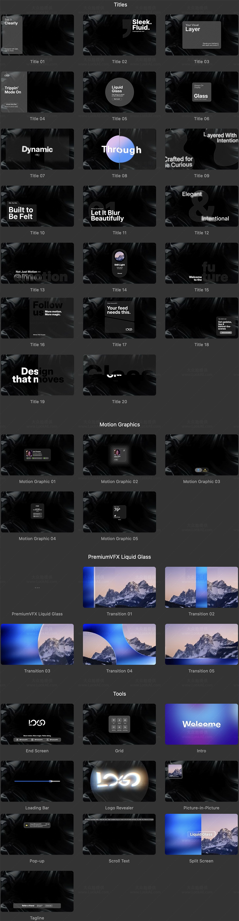 FCPX插件-40个优雅透明玻璃质感文字标题排版动画预设 FCPX插件-40个优雅透明玻璃质感文字标题排版动画预设
