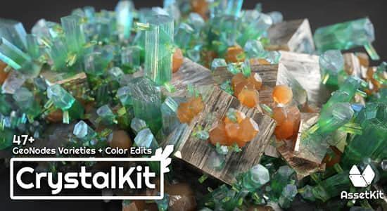 Blender插件-逼真水晶生长场景资产预设 Crystal Kit – 3D Asset Kit v1.2+使用教程 Blender插件-逼真水晶生长场景资产预设 Crystal Kit – 3D Asset Kit v1.2+使用教程