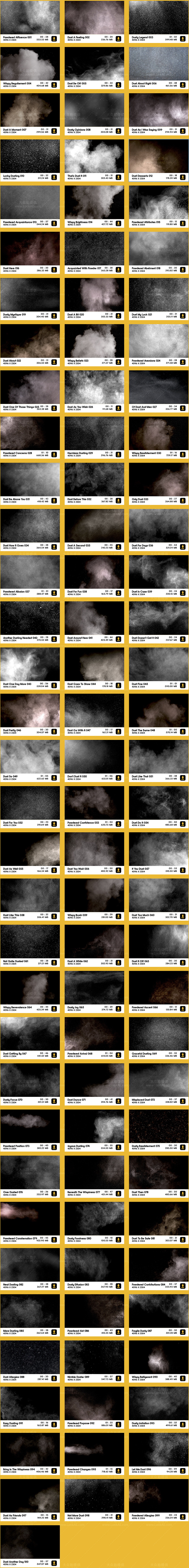 4K视频素材-100个烟雾粉尘粒子漂浮特效合成动画 BBV45 4K视频素材-100个烟雾粉尘粒子漂浮特效合成动画 BBV45