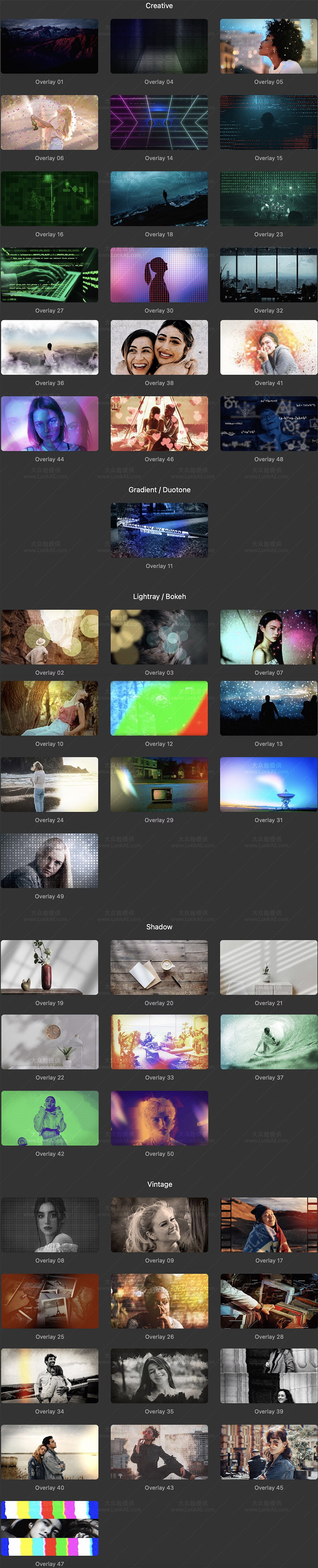 FCPX插件-50种图形光效粒子阴影复古刮痕纹理混合叠加动画效果 Overlays FCPX插件-50种图形光效粒子阴影复古刮痕纹理混合叠加动画效果 Overlays