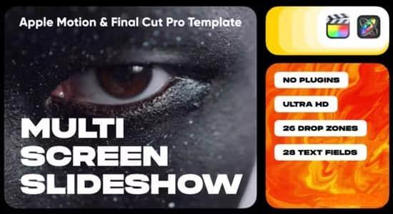 FCPX插件-多画面网格分屏幻灯片效果展示动画 Multi Screen Slideshow