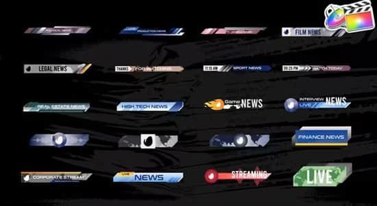 FCPX插件-20种新闻栏目字幕条标题动画 News Titles