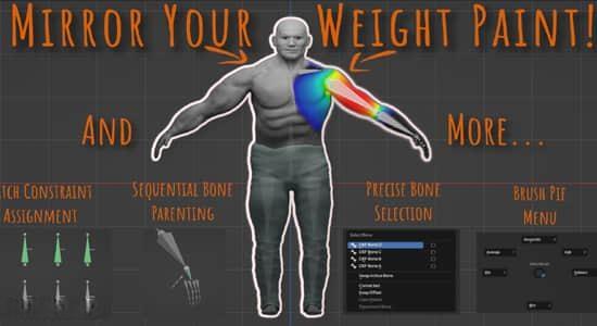 Blender插件-骨骼编辑权重绘制工具 Weight Paint and Bones A Blender Toolkit v1.1.0