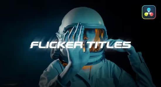 达芬奇模板-故障闪烁毛刺干扰文字标题动画 Flicker Titles