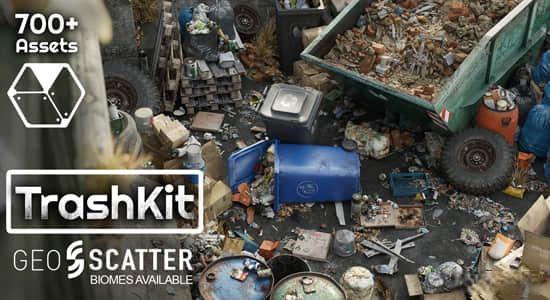 Blender插件-700种垃圾堆废品纸箱瓶子塑料袋罐子3D模型资产预设库 Trash Kit - 3D Assetkit Blender插件-700种垃圾堆废品纸箱瓶子塑料袋罐子3D模型资产预设库 Trash Kit - 3D Assetkit