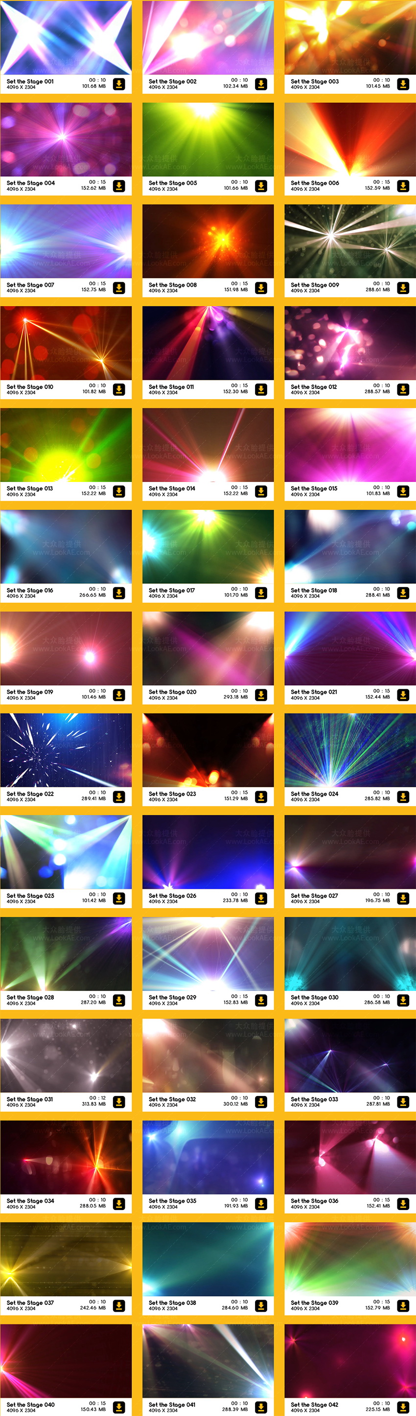 4K视频素材-42个炫彩舞台射灯光效叠加特效动画 BBV64