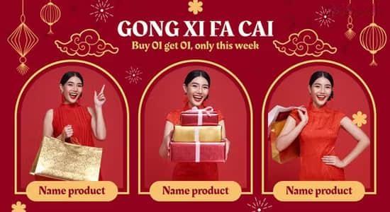 AE/PR模板-庆祝新年快乐商品促销宣传喜庆动画 Chinese Luna New Year Promo