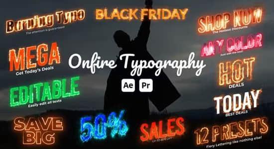 魔法能量火焰描边文字标题动画AE/PR模板 On Fire Animated Typography 魔法能量火焰描边文字标题动画AE/PR模板 On Fire Animated Typography