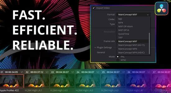 MainConcept Codec Plugin v1.7.2 达芬奇视频渲染编解码器输出插件 MainConcept Codec Plugin v1.7.2 达芬奇视频渲染编解码器输出插件